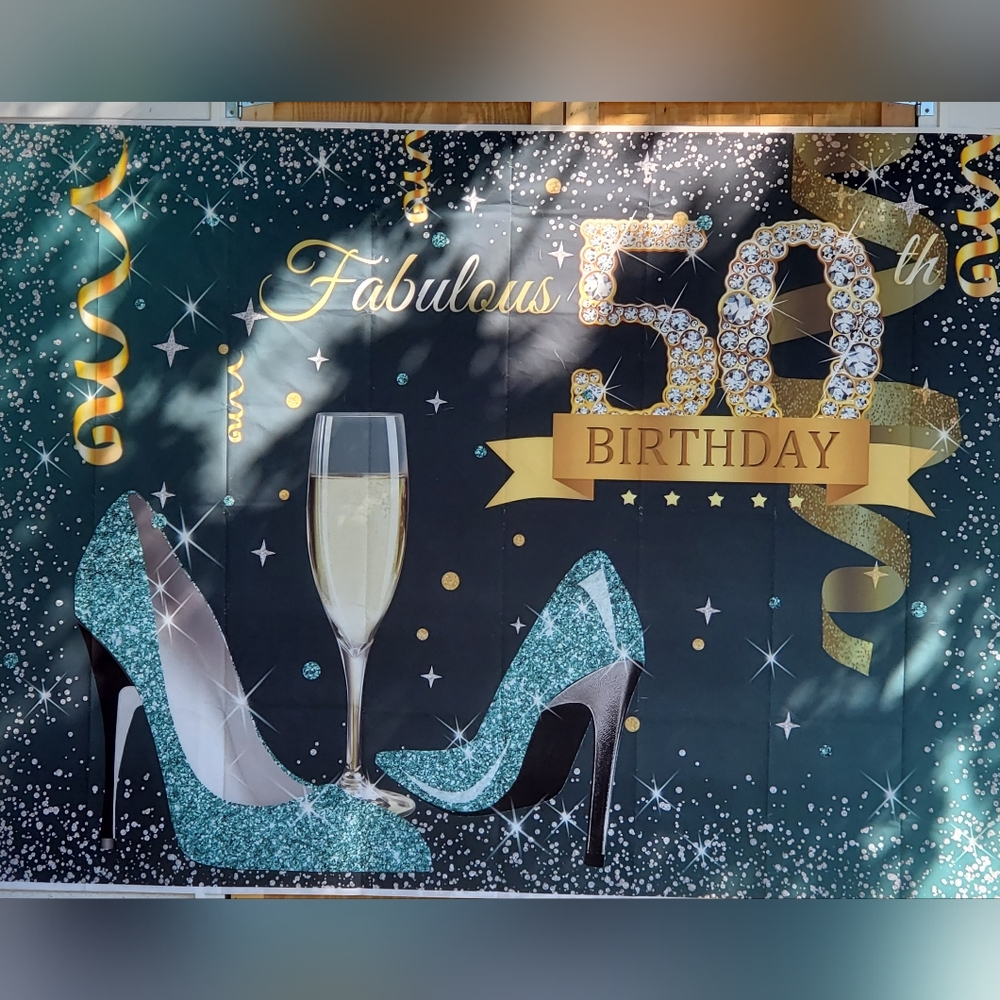 50th birthday huge banner and extra decorations